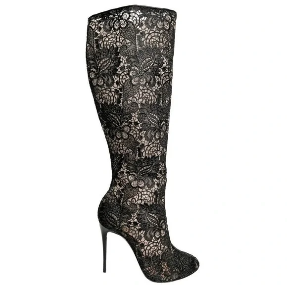 Christian Louboutin Tennissima Lace Knee High Boots 39 - Picture 3 of 8